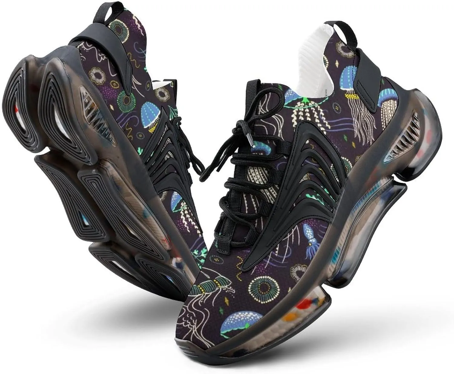 Deep Sea Jellyfish Walking Shoes for Men Lightweight Tennis Fashion Elastic Sports Shoes Cushion Basketball Shoes