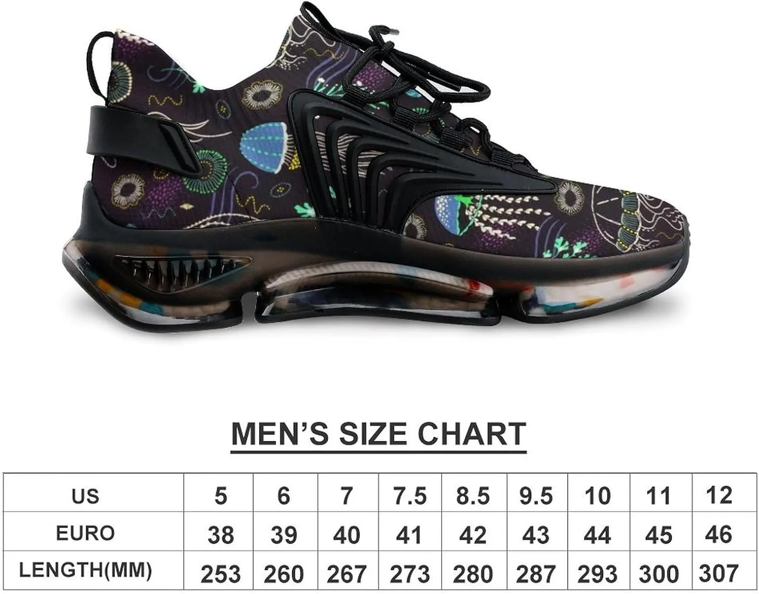 Deep Sea Jellyfish Walking Shoes for Men Lightweight Tennis Fashion Elastic Sports Shoes Cushion Basketball Shoes