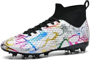 DHOVOR Boys Girls Soccer Cleats High-Top Soccer Shoes for Kids Football Cleats Professional Training Football Sports Shoes