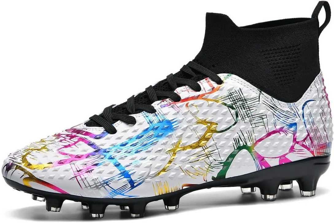 DHOVOR Boys Girls Soccer Cleats High-Top Soccer Shoes for Kids Football Cleats Professional Training Football Sports Shoes