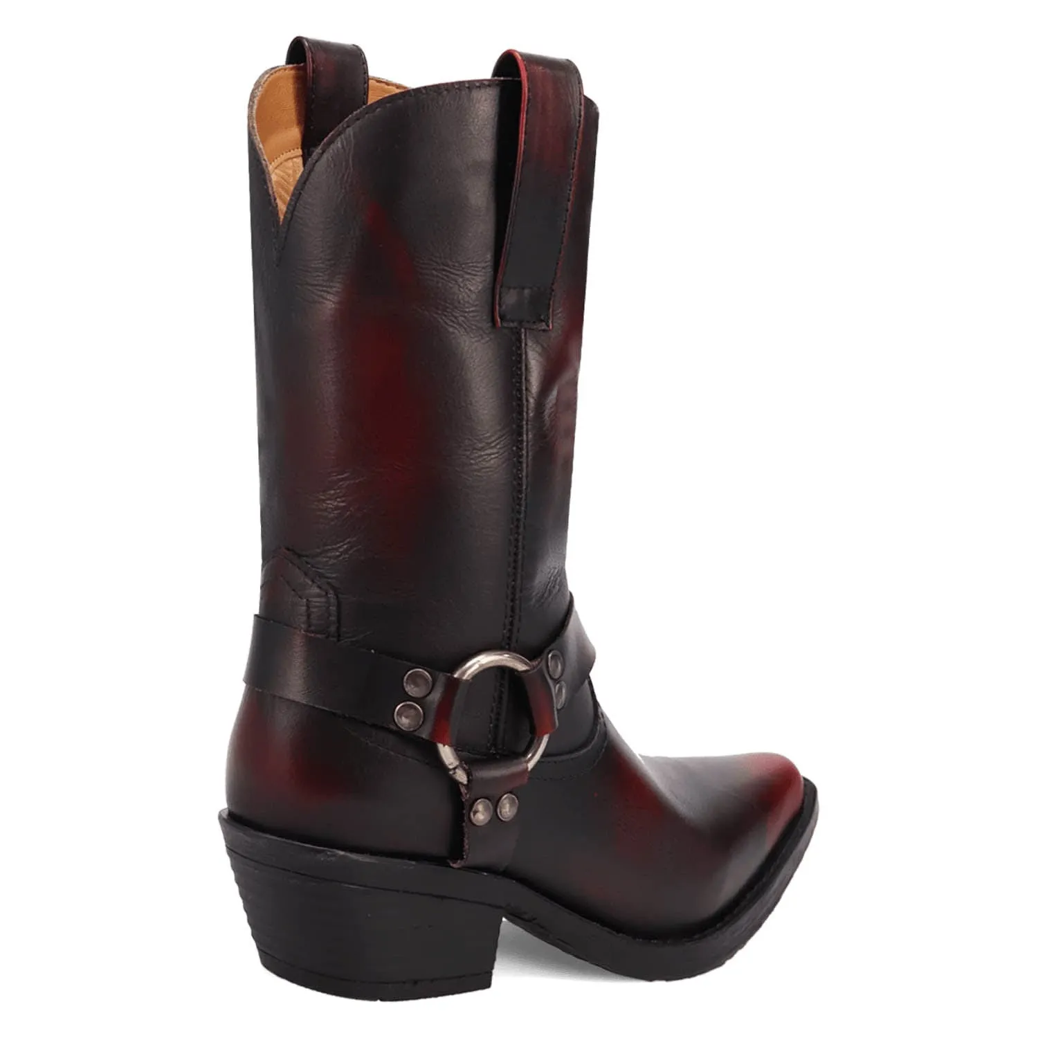 Dingo Womens Ride A Way Wine Leather Harness Cowboy Boots