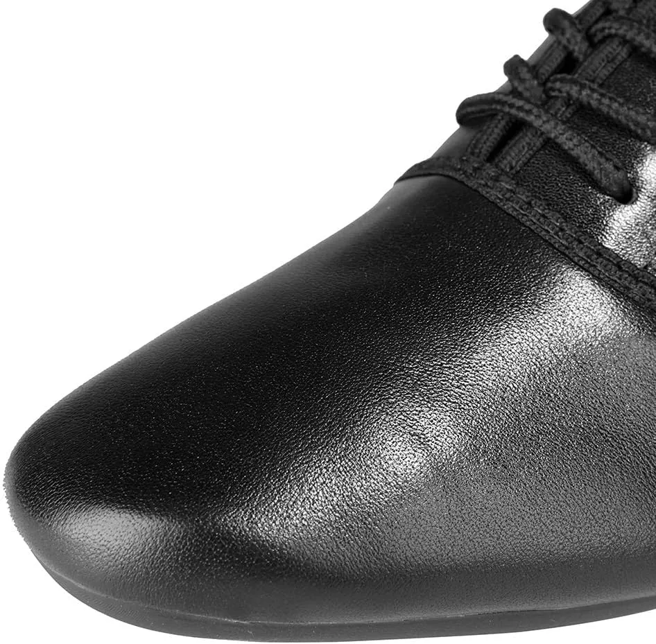 DKZSYIM Mens Classic Lace-up Leather Dance Shoes Rubber Sole Latin Modern Dancing Shoes,Model WQL