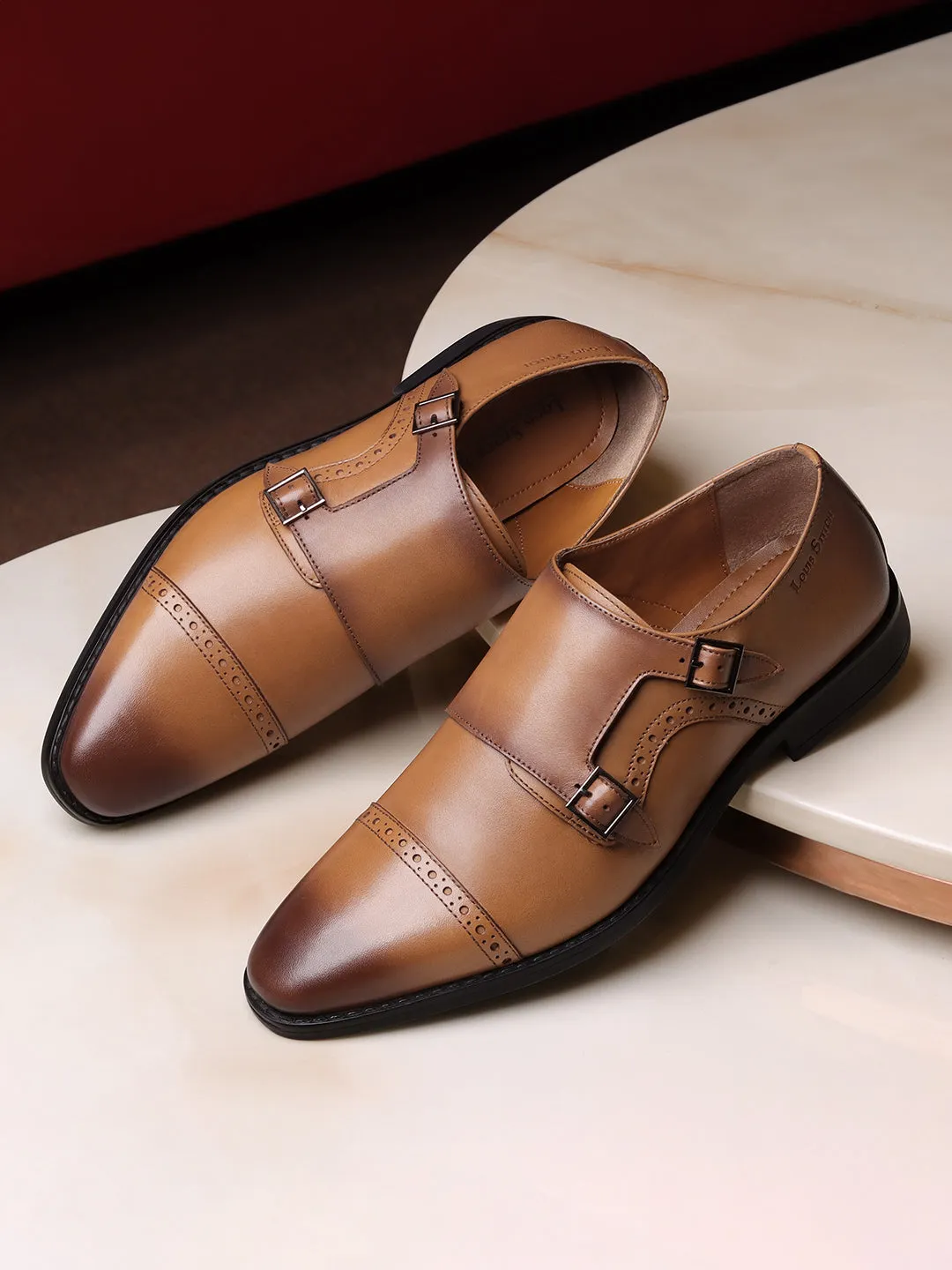 Egyptian Crust Leather Monk British Tan Shoes for Men
