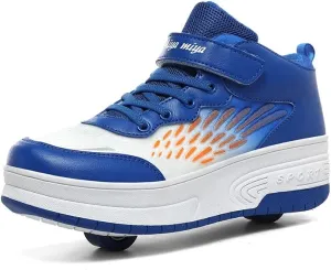 Ehauuo Roller Shoes Simply Sneakers Wheels Removable for Boys Girls Safe Stain-Resistant Fun Sports Programs Beginners 1.5 Little Kid Blue