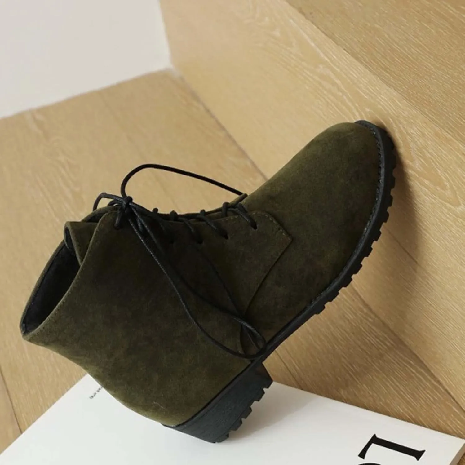 Fall Boots Women Ankle Comfortable Booties for Women Lace Up Ankle Boots Mens Casual Boot Casual Round Head Slip on Pointed Toe Leather Casual