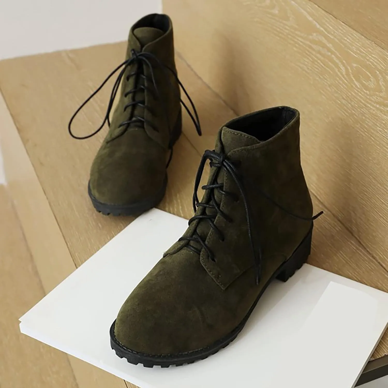 Fall Boots Women Ankle Comfortable Booties for Women Lace Up Ankle Boots Mens Casual Boot Casual Round Head Slip on Pointed Toe Leather Casual