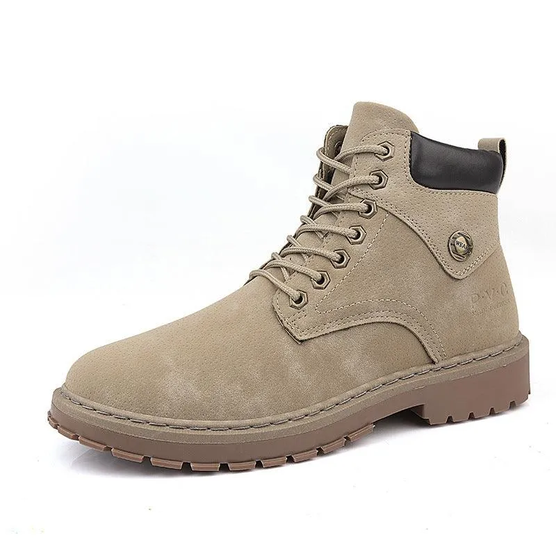 Fashion Trend Simple Personality Tooling Boots Round Toe British Men's Boots