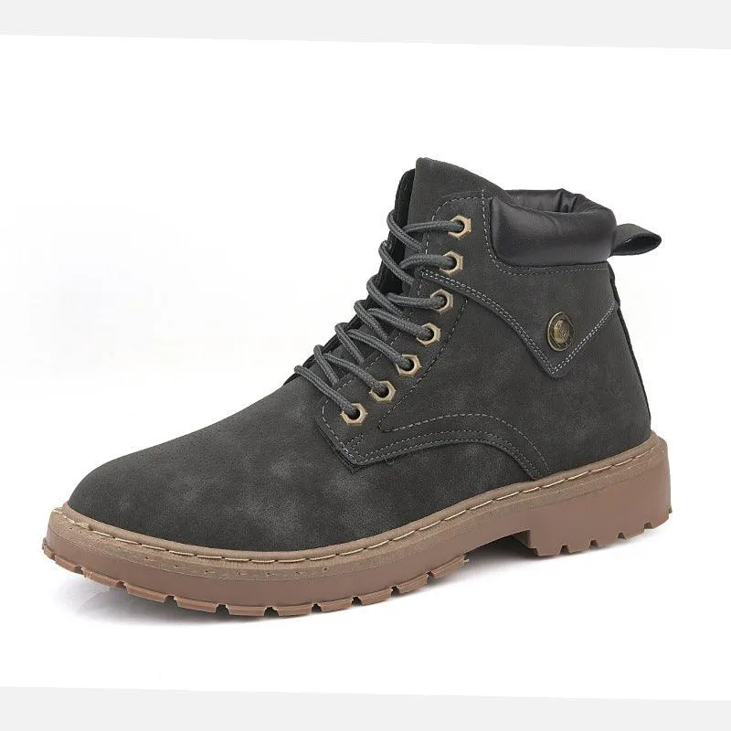 Fashion Trend Simple Personality Tooling Boots Round Toe British Men's Boots
