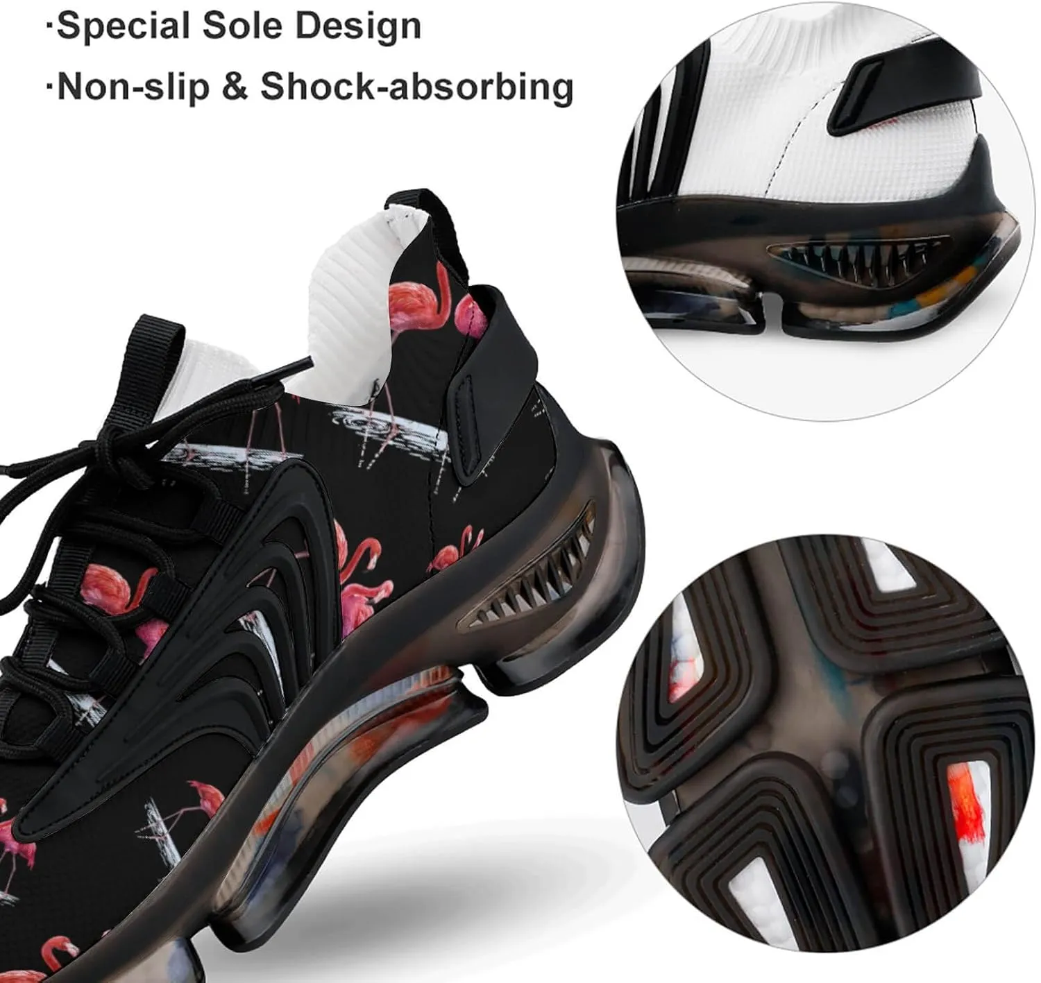 Flamingo Water Walking Shoes for Men Lightweight Tennis Fashion Elastic Sports Shoes Cushion Basketball Shoes