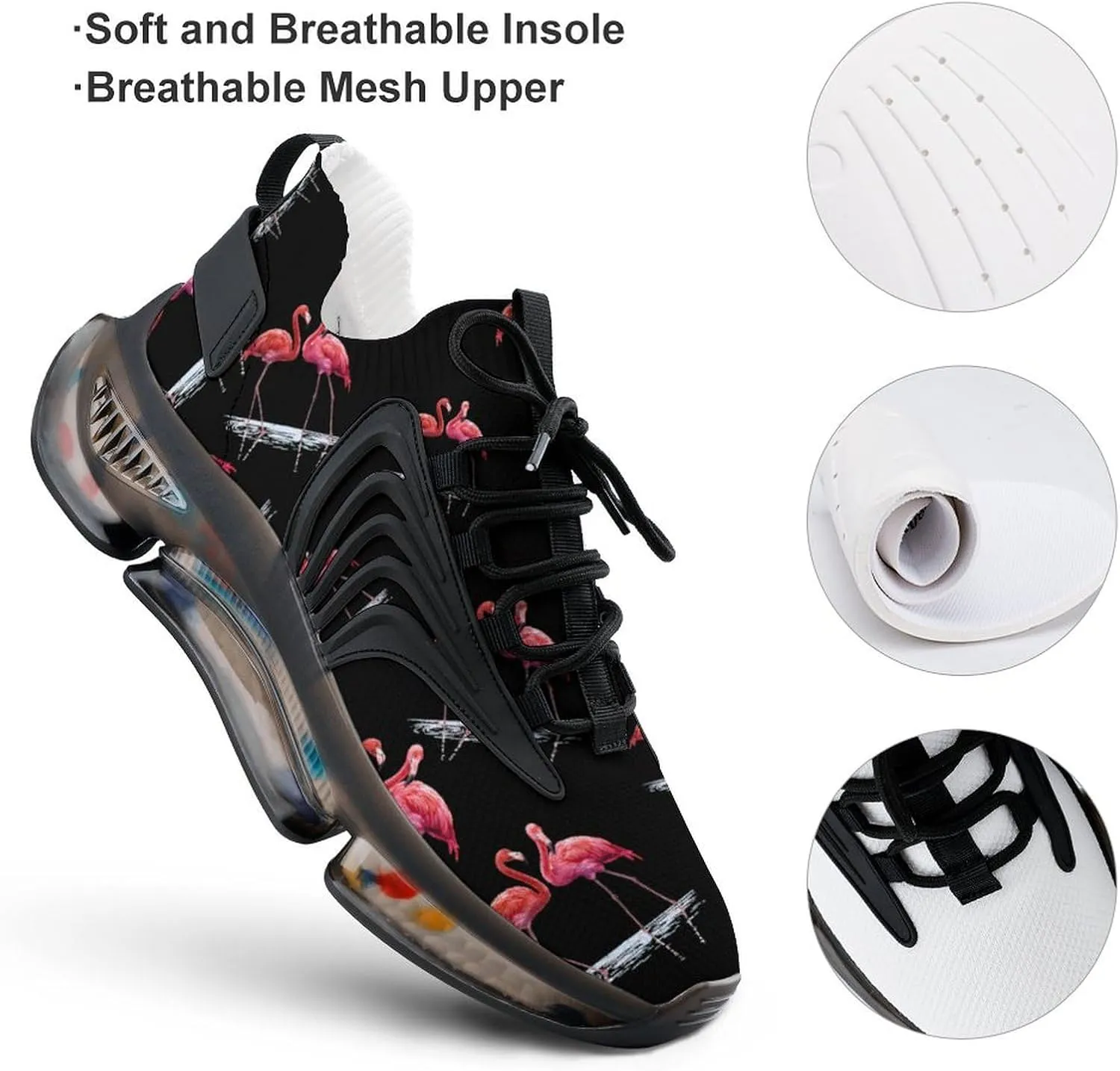 Flamingo Water Walking Shoes for Men Lightweight Tennis Fashion Elastic Sports Shoes Cushion Basketball Shoes