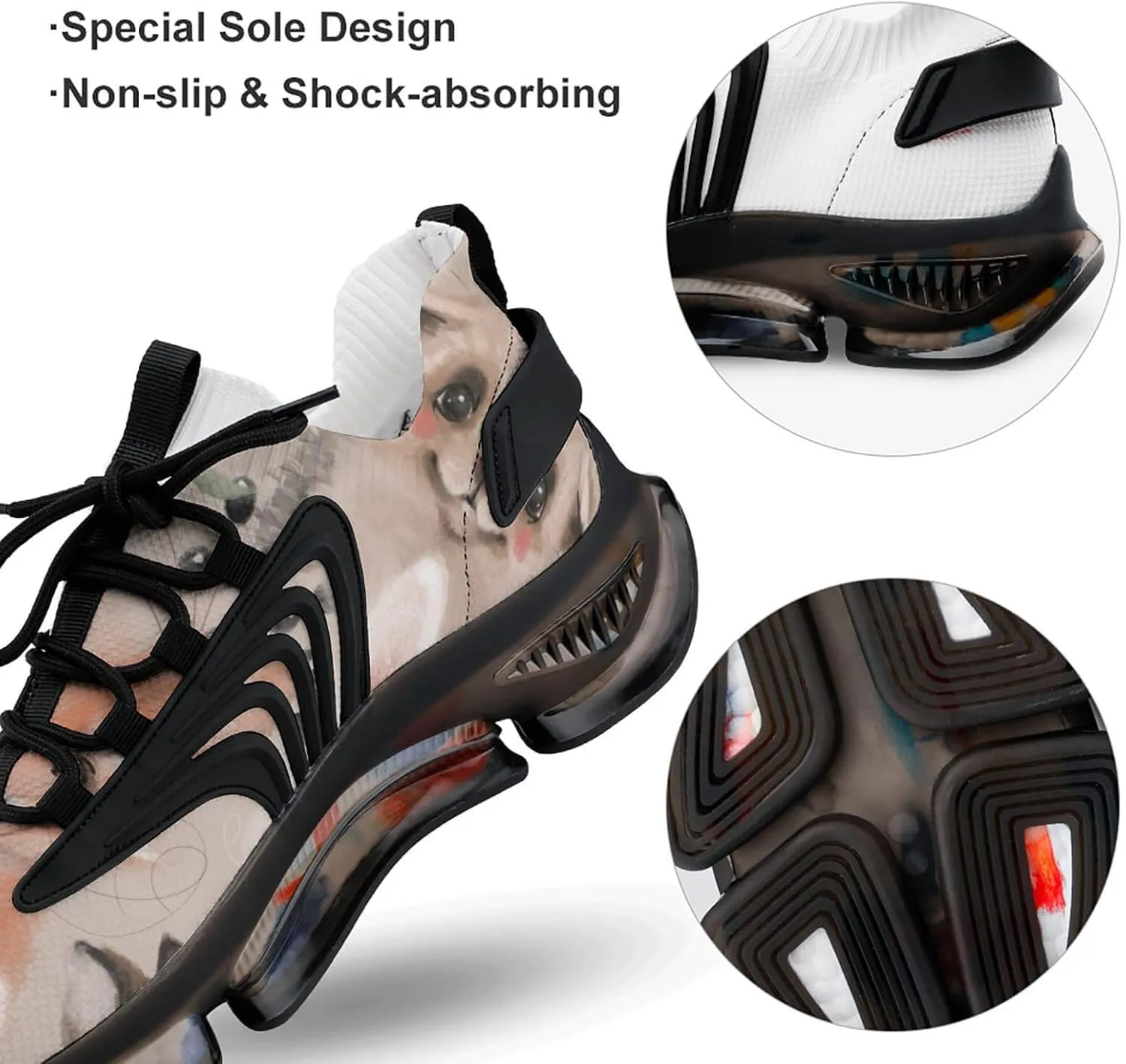 Floral Deer Bunny Hedgehog Bear and Fox Walking Shoes for Men Lightweight Tennis Fashion Elastic Sports Shoes Cushion Basketball Shoes