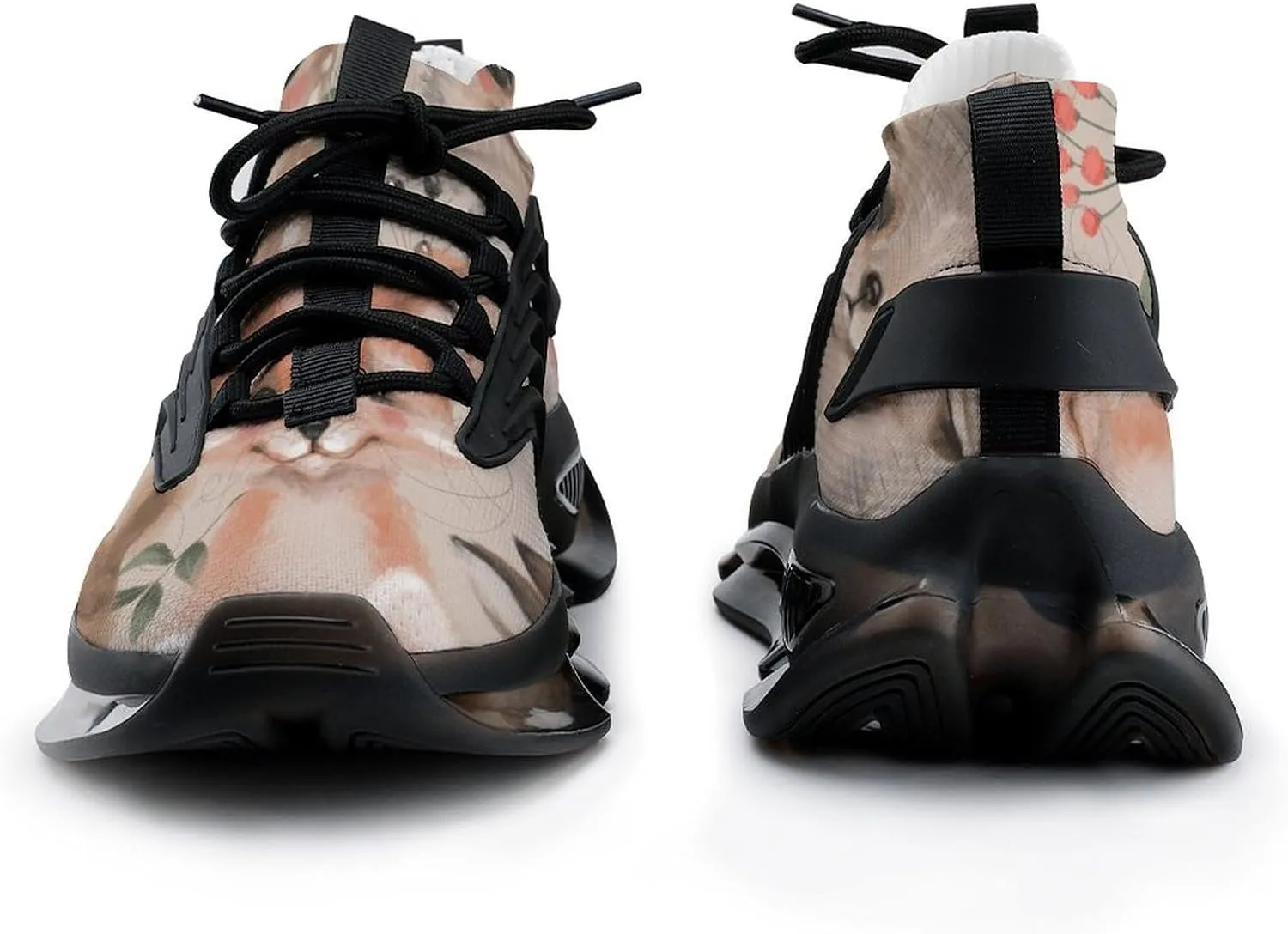 Floral Deer Bunny Hedgehog Bear and Fox Walking Shoes for Men Lightweight Tennis Fashion Elastic Sports Shoes Cushion Basketball Shoes