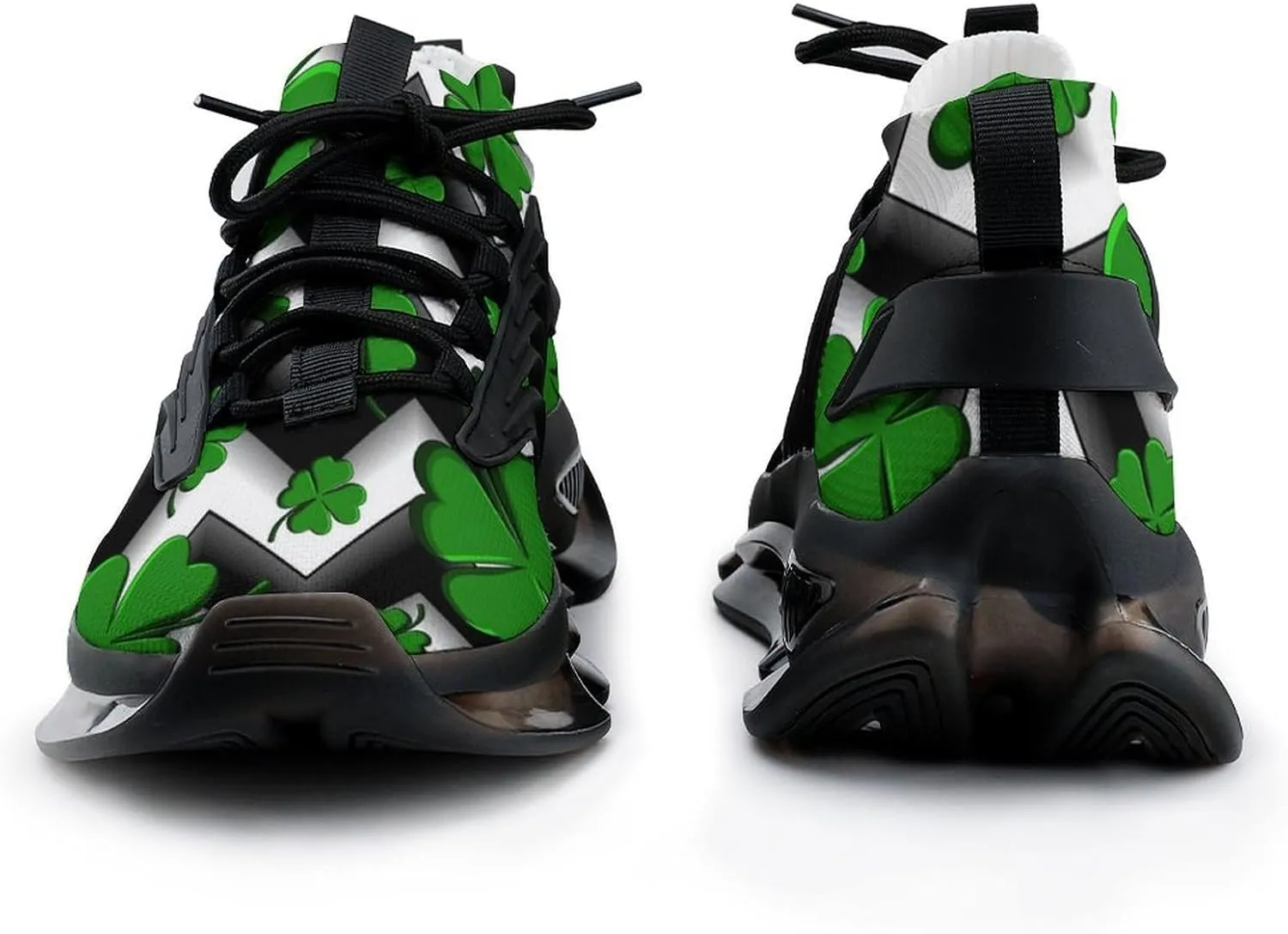 Four Leaves St Patricks Day Walking Shoes for Men Lightweight Tennis Fashion Elastic Sports Shoes Cushion Basketball Shoes