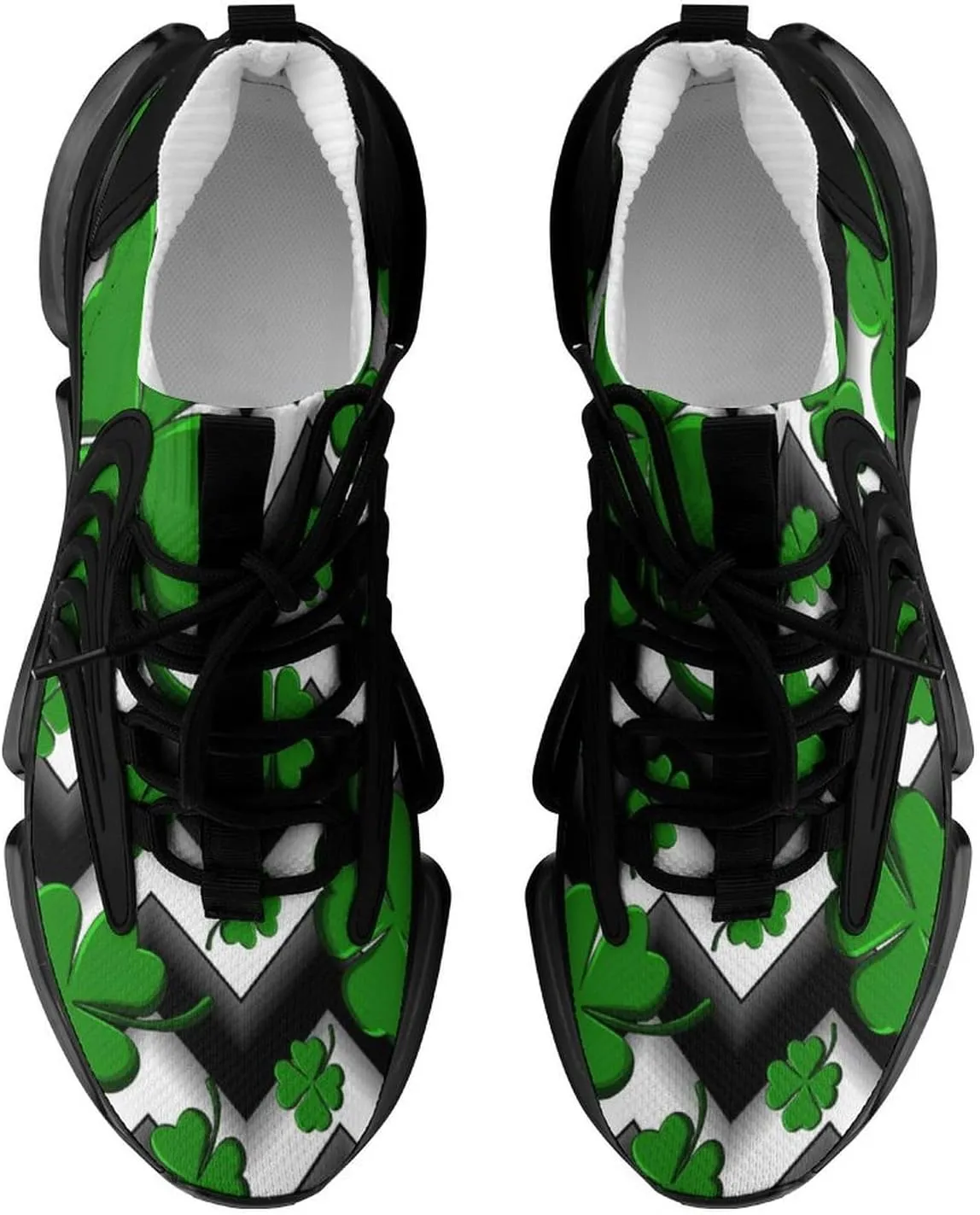 Four Leaves St Patricks Day Walking Shoes for Men Lightweight Tennis Fashion Elastic Sports Shoes Cushion Basketball Shoes