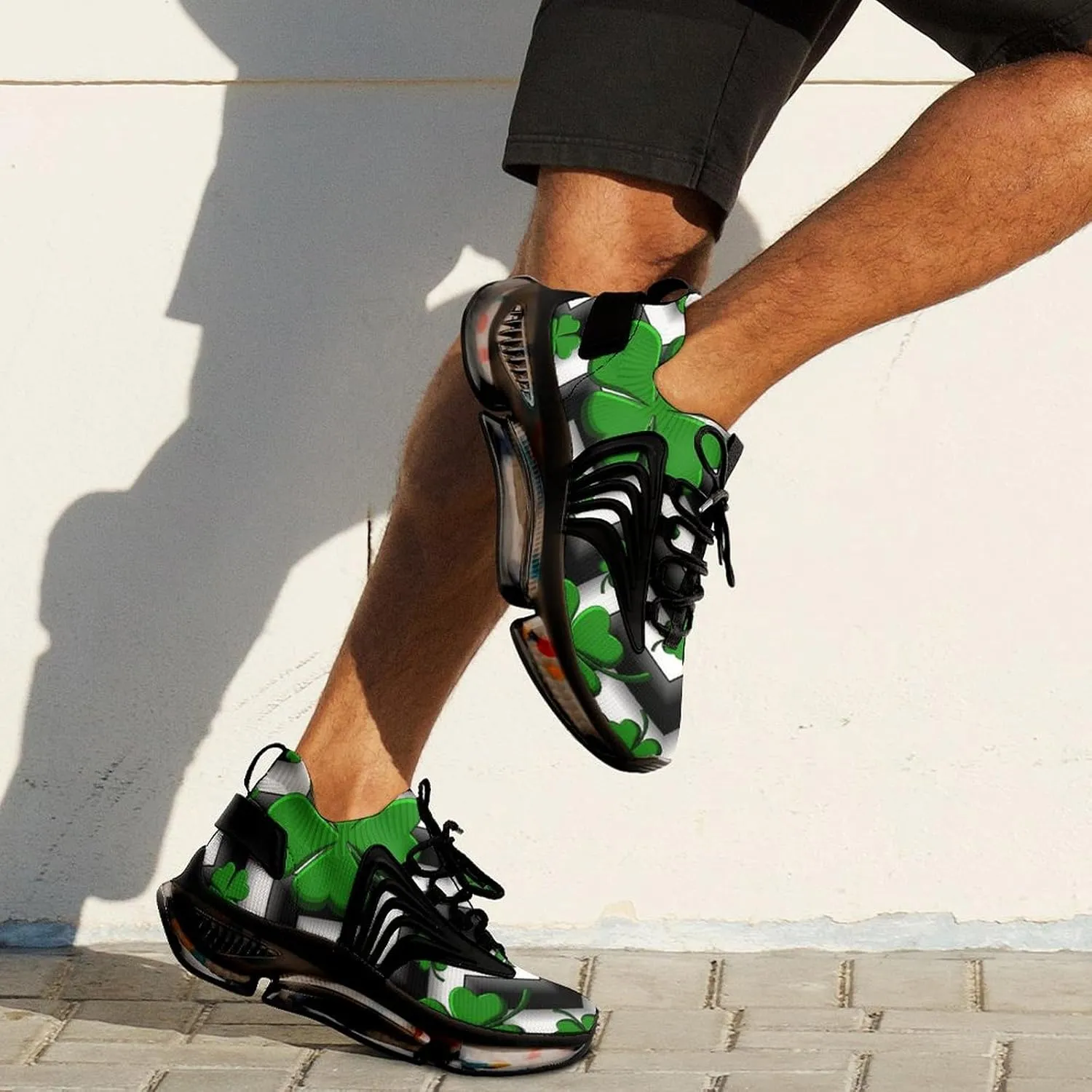 Four Leaves St Patricks Day Walking Shoes for Men Lightweight Tennis Fashion Elastic Sports Shoes Cushion Basketball Shoes