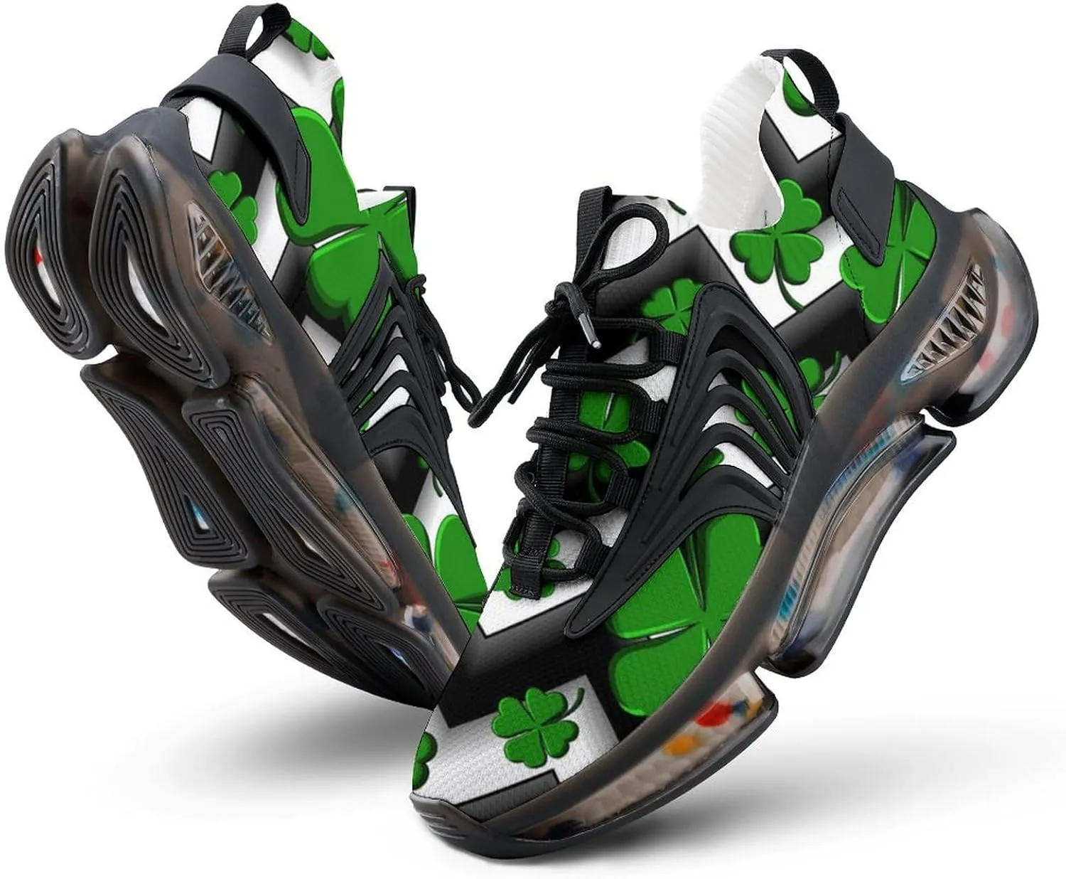 Four Leaves St Patricks Day Walking Shoes for Men Lightweight Tennis Fashion Elastic Sports Shoes Cushion Basketball Shoes