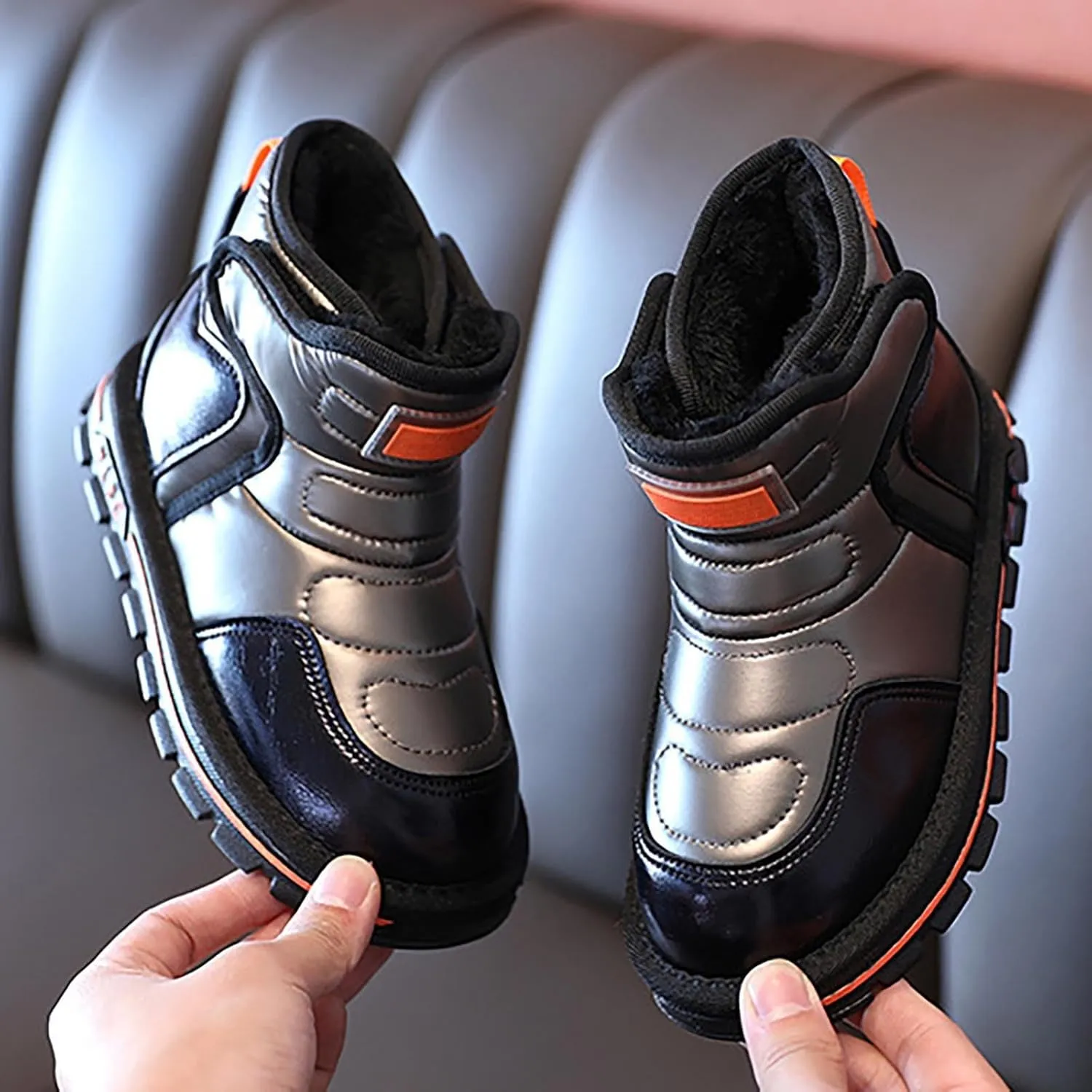 Girls Boys Snow Ankle Booties Kids Winter Comfortable Fleece Lined Ski Shoes Baby Water Proof Knee High Boots