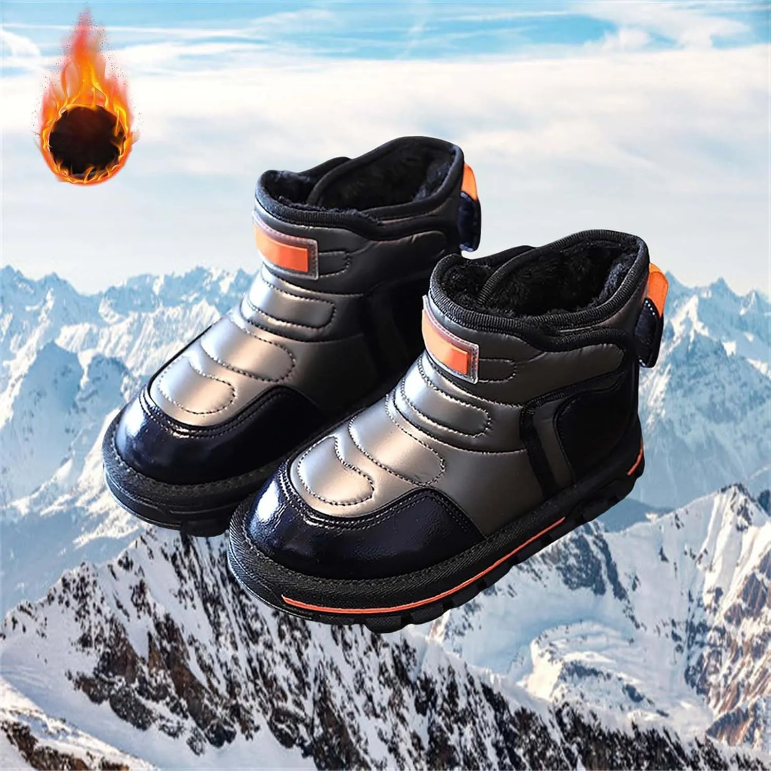 Girls Boys Snow Ankle Booties Kids Winter Comfortable Fleece Lined Ski Shoes Baby Water Proof Knee High Boots