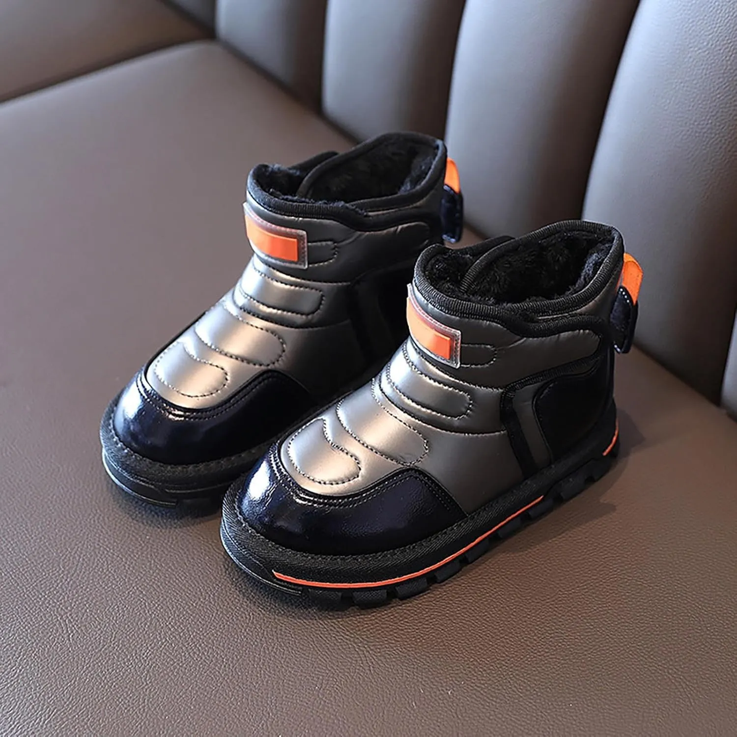 Girls Boys Snow Ankle Booties Kids Winter Comfortable Fleece Lined Ski Shoes Baby Water Proof Knee High Boots