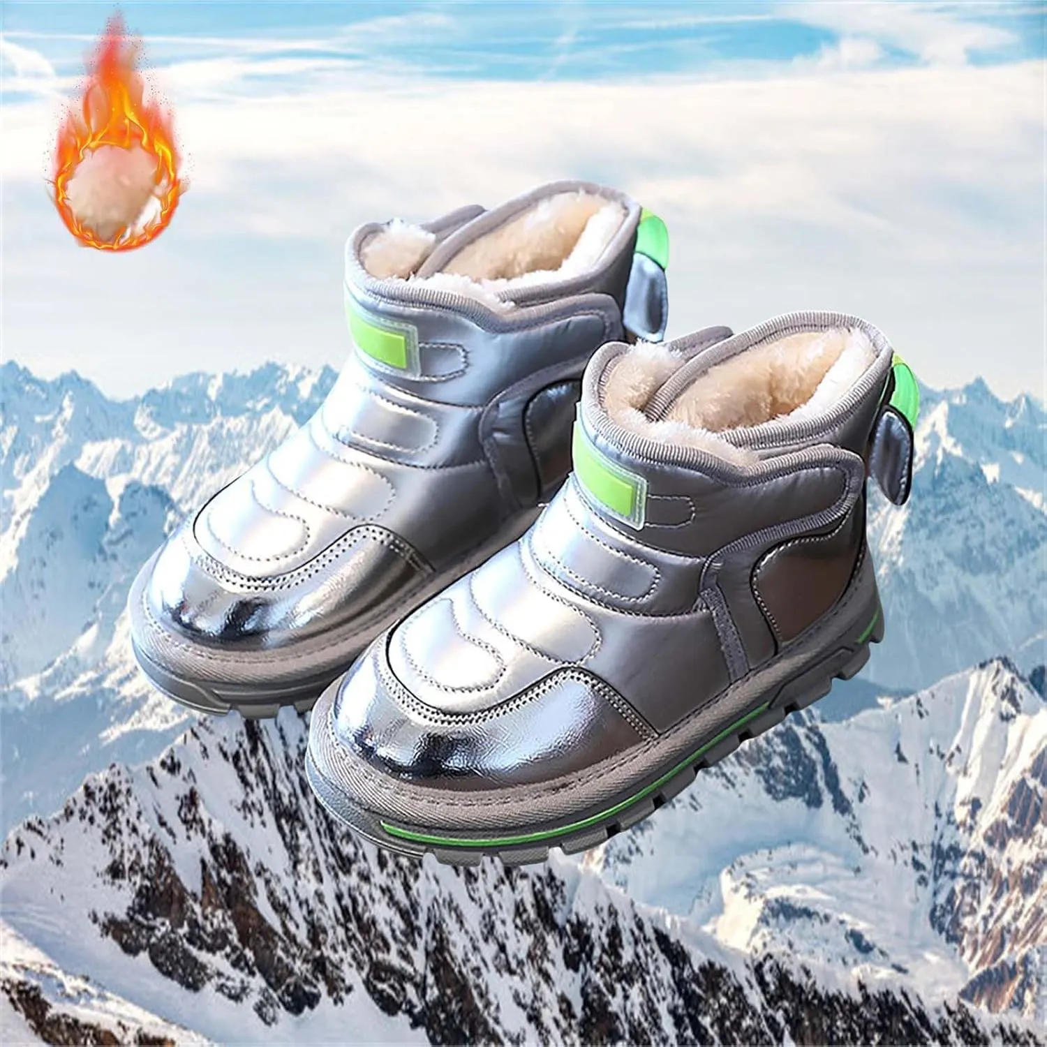 Girls Boys Snow Ankle Booties Kids Winter Comfortable Fleece Lined Ski Shoes Baby Water Proof Knee High Boots