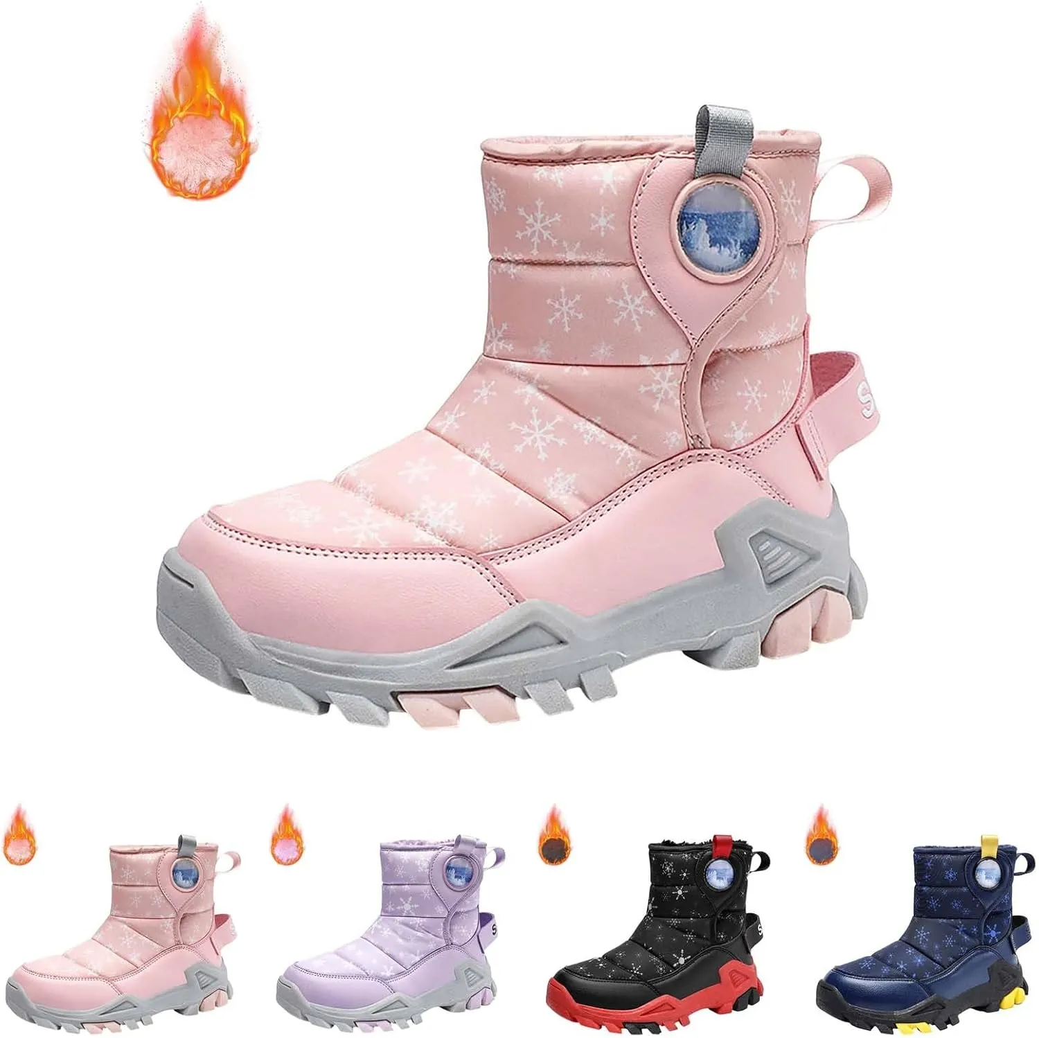 Girls Boys Snow Boots Outdoor Warm Comfortable Non Slip Mid Calf Padded Small Big Kids Winter Shoes Big Kid