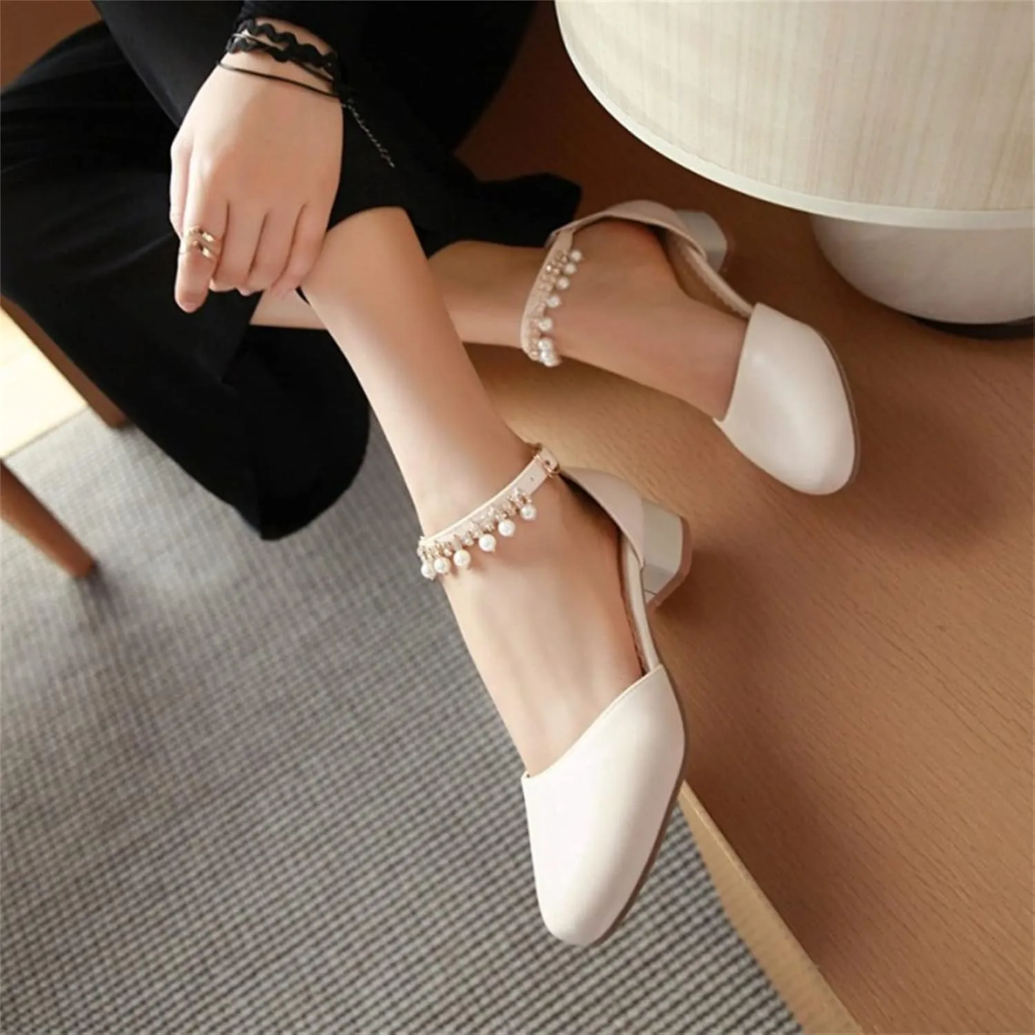 Girls Mary Jane Dress Shoes Pumps Low Heels Flower Party High School Prom Sandals Grils Dress Shoes