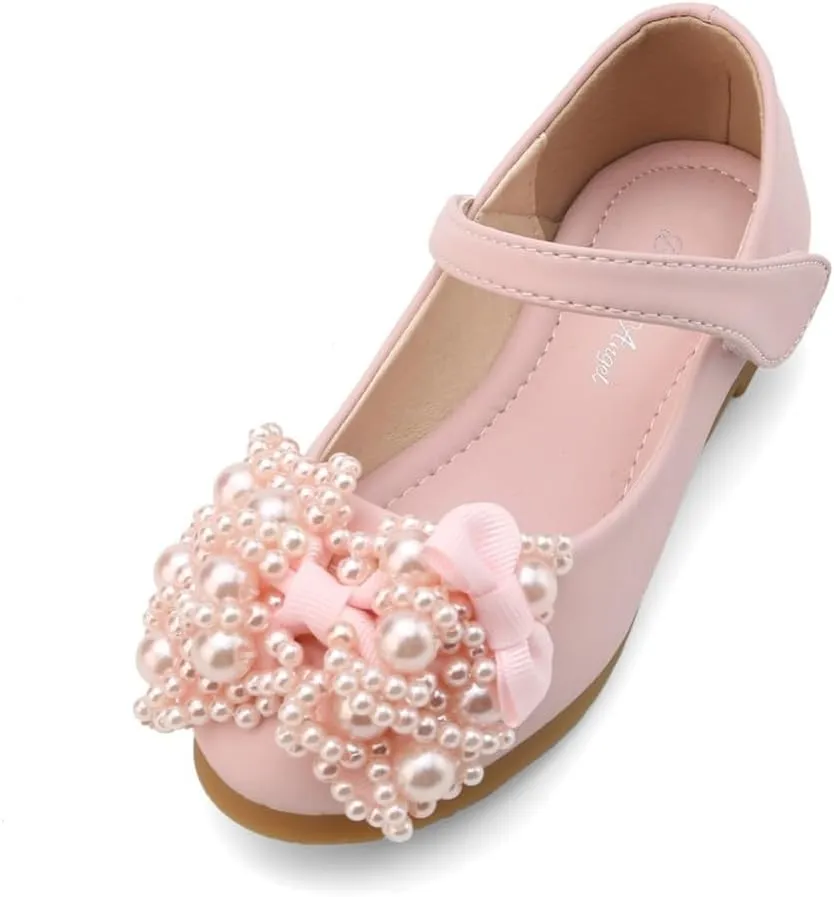 Girls Sparkle Mary Jane Ballerina Flat Glitter Low Heel School Princess Wedding Flower Dress Shoes for Toddler/Little Kid/Big Kid