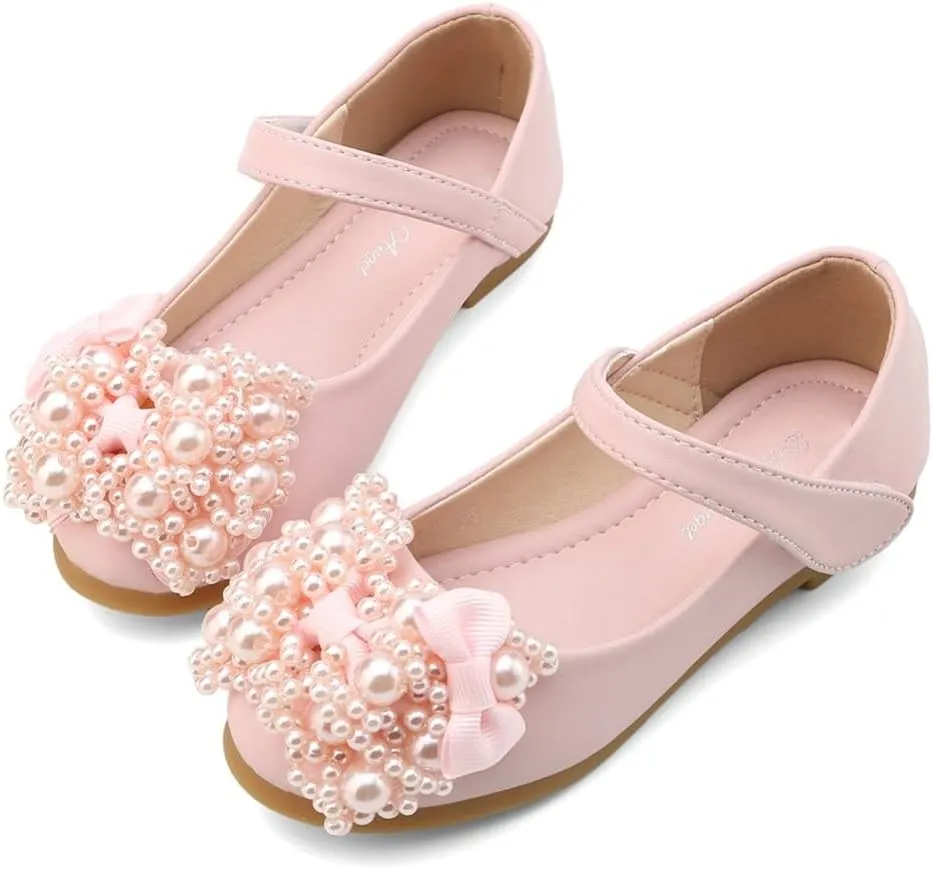 Girls Sparkle Mary Jane Ballerina Flat Glitter Low Heel School Princess Wedding Flower Dress Shoes for Toddler/Little Kid/Big Kid