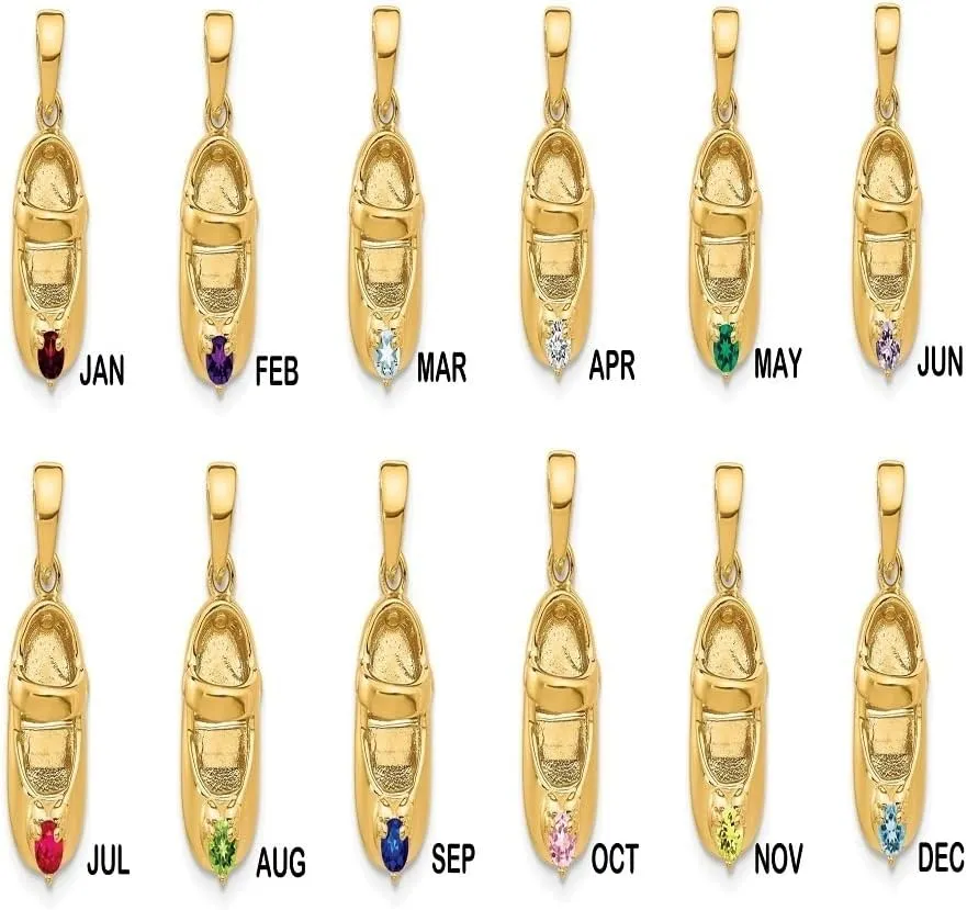 Gold Baby Shoe - Birthstone - All Months - 3D Solid 14K Gold - Engravable