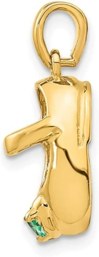 Gold Baby Shoe - Birthstone - All Months - 3D Solid 14K Gold - Engravable