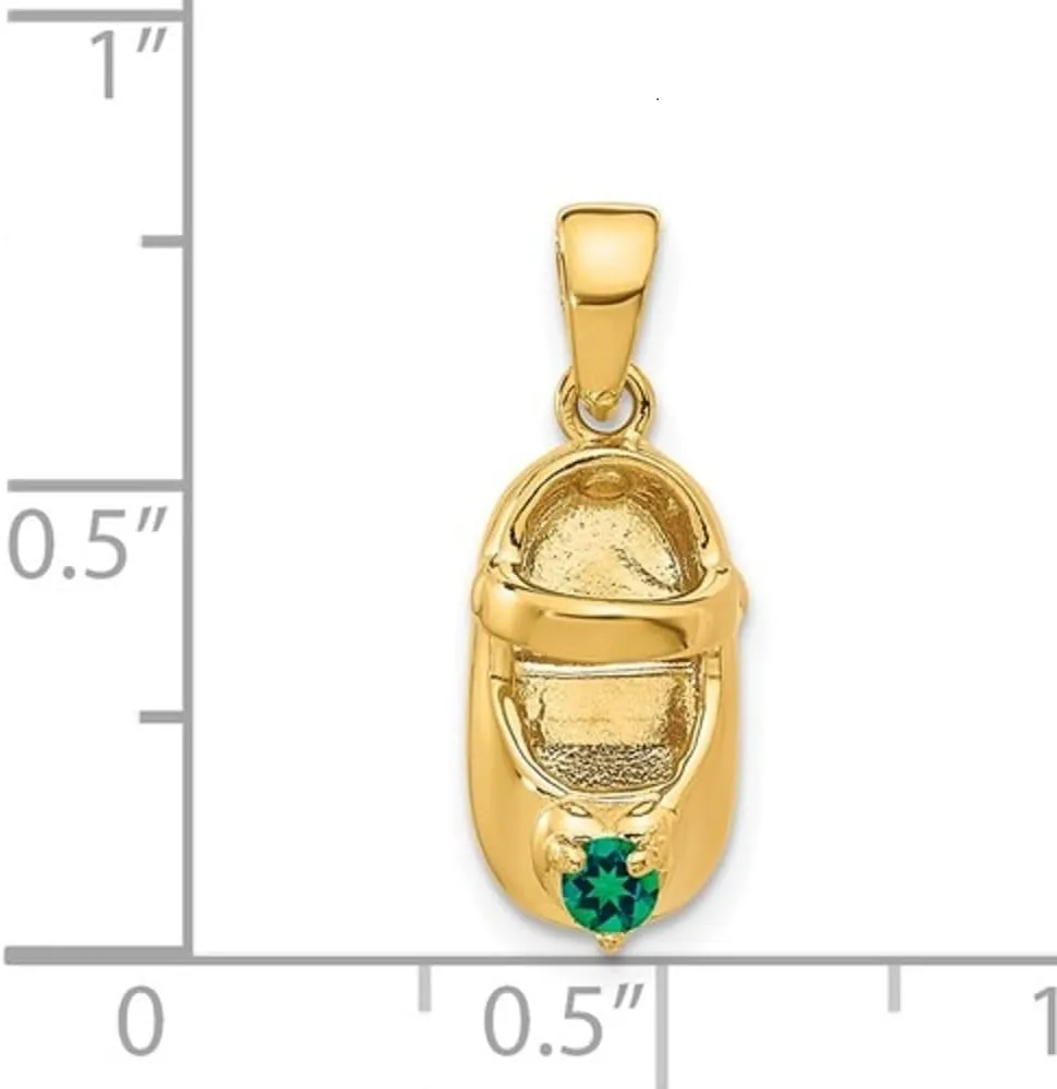 Gold Baby Shoe - Birthstone - All Months - 3D Solid 14K Gold - Engravable