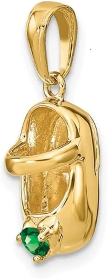 Gold Baby Shoe - Birthstone - All Months - 3D Solid 14K Gold - Engravable