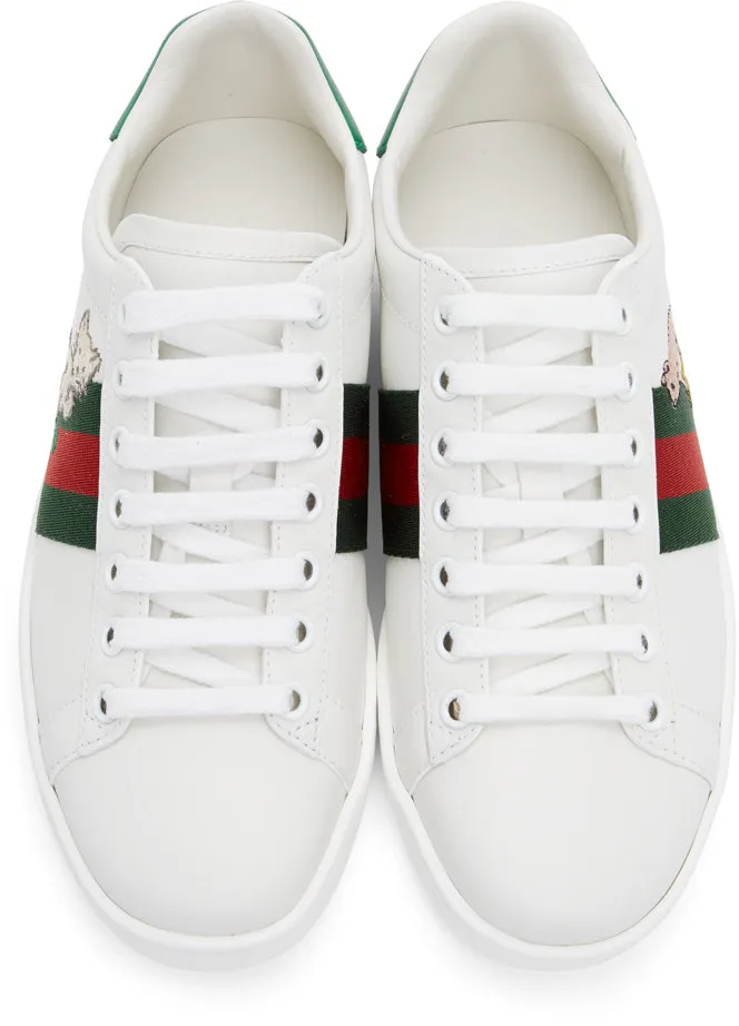 Gucci White Kitten Ace Sneakers
