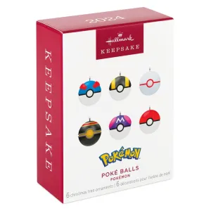 Hallmark Keepsake Mini Christmas Ornaments 2024, Pokémon Poké Balls, Set of 6