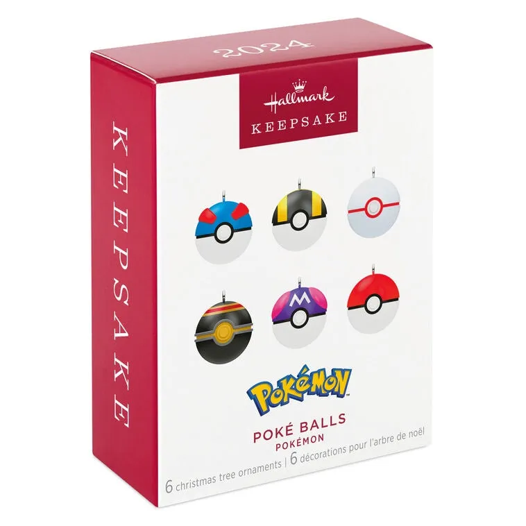 Hallmark Keepsake Mini Christmas Ornaments 2024, Pokémon Poké Balls, Set of 6