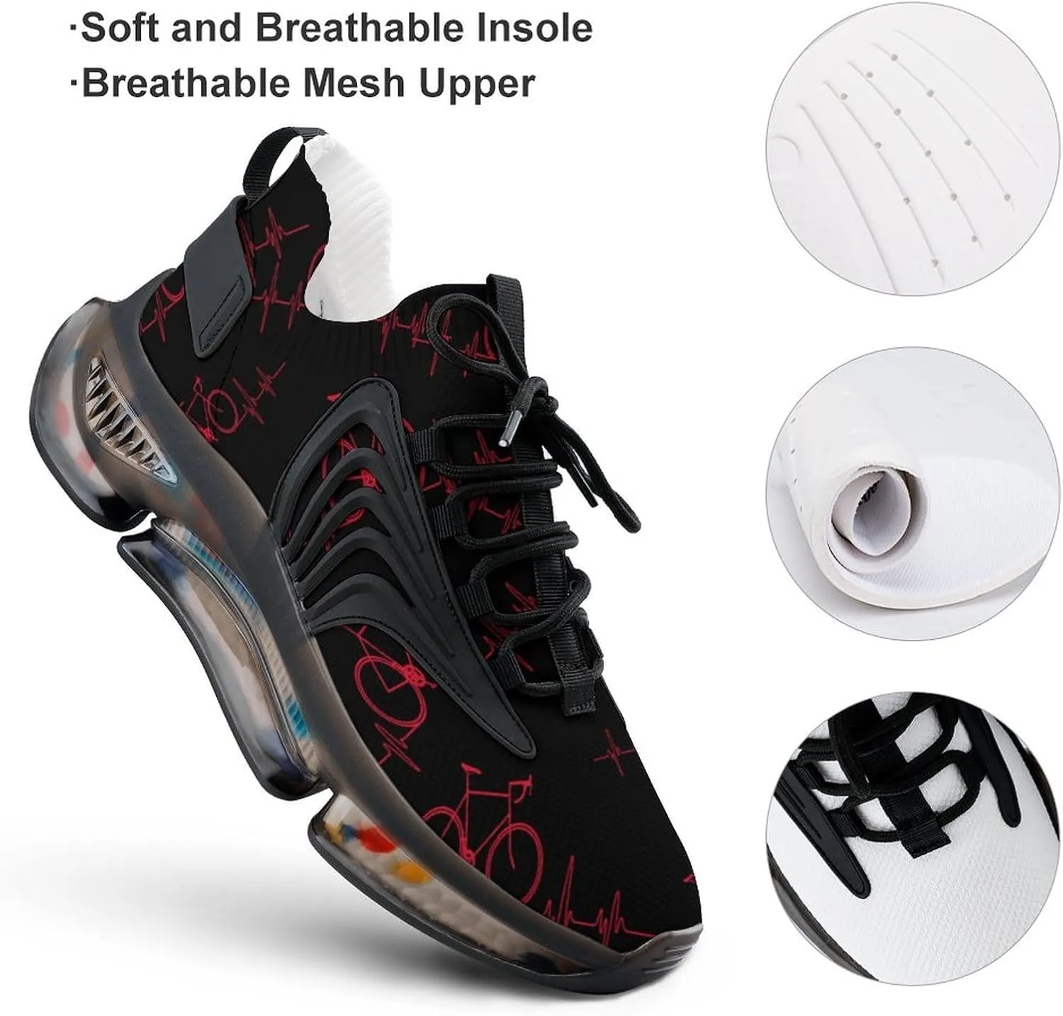 Heartbeat Bycicle Walking Shoes for Men Lightweight Tennis Fashion Elastic Sports Shoes Cushion Basketball Shoes