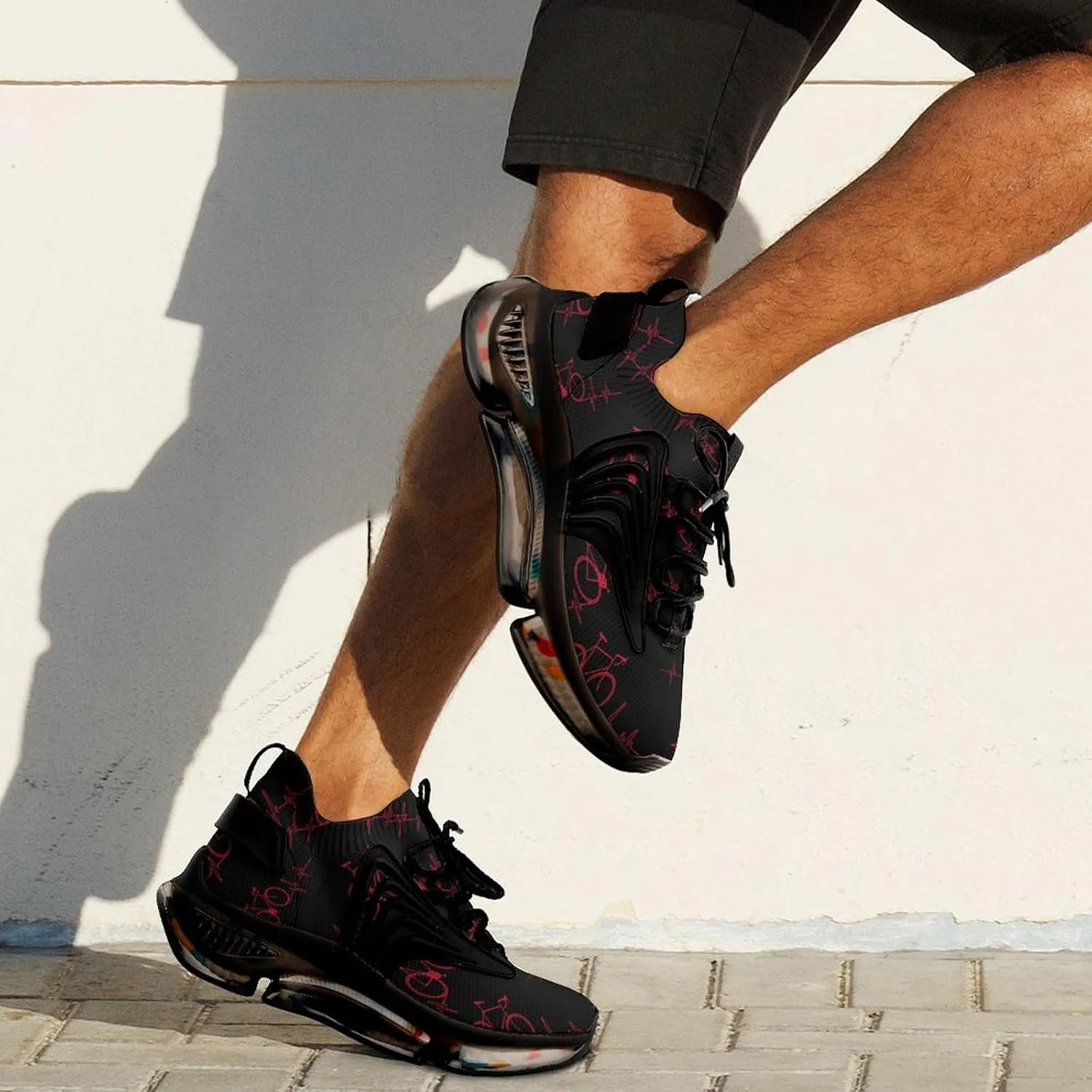 Heartbeat Bycicle Walking Shoes for Men Lightweight Tennis Fashion Elastic Sports Shoes Cushion Basketball Shoes