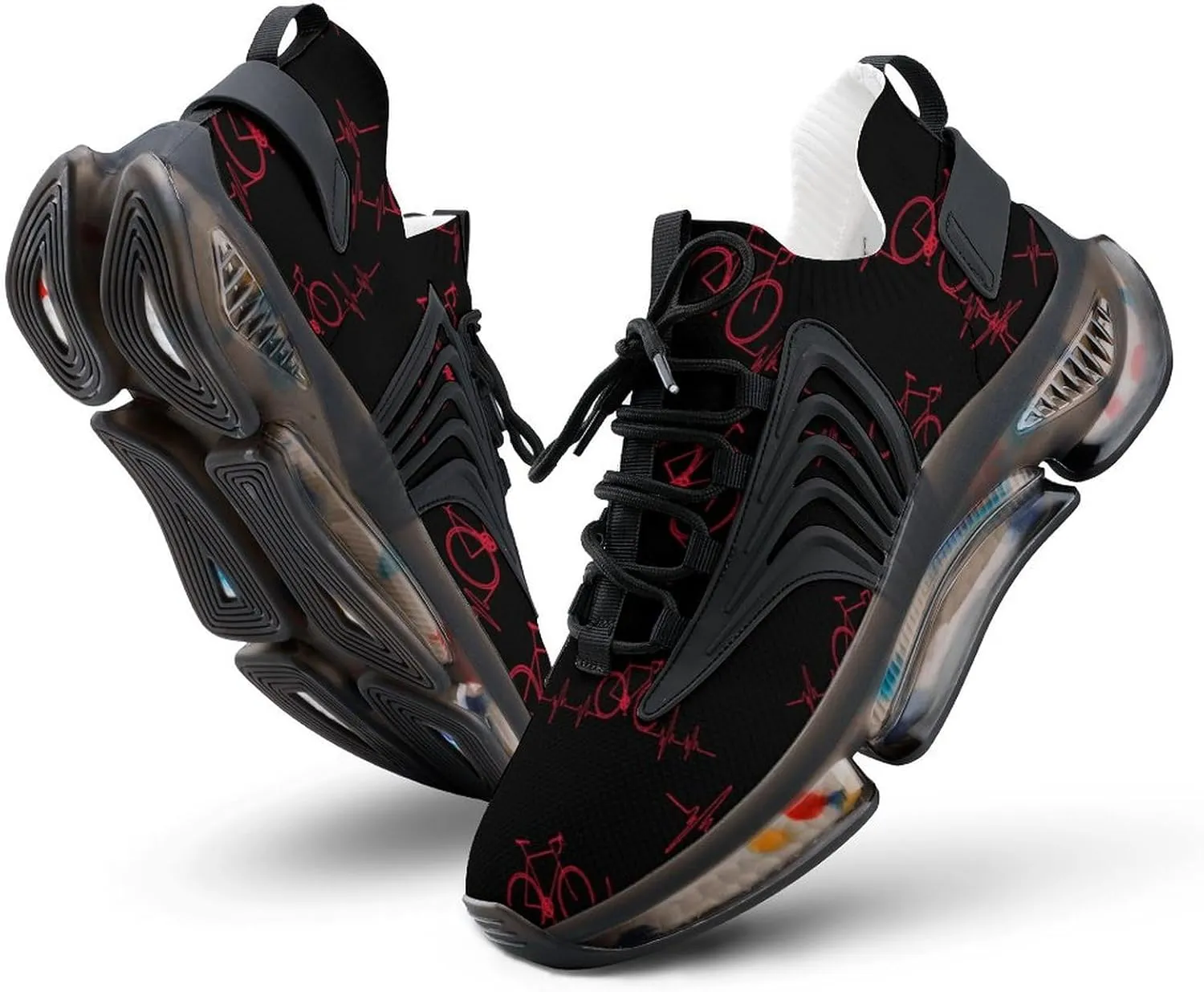 Heartbeat Bycicle Walking Shoes for Men Lightweight Tennis Fashion Elastic Sports Shoes Cushion Basketball Shoes