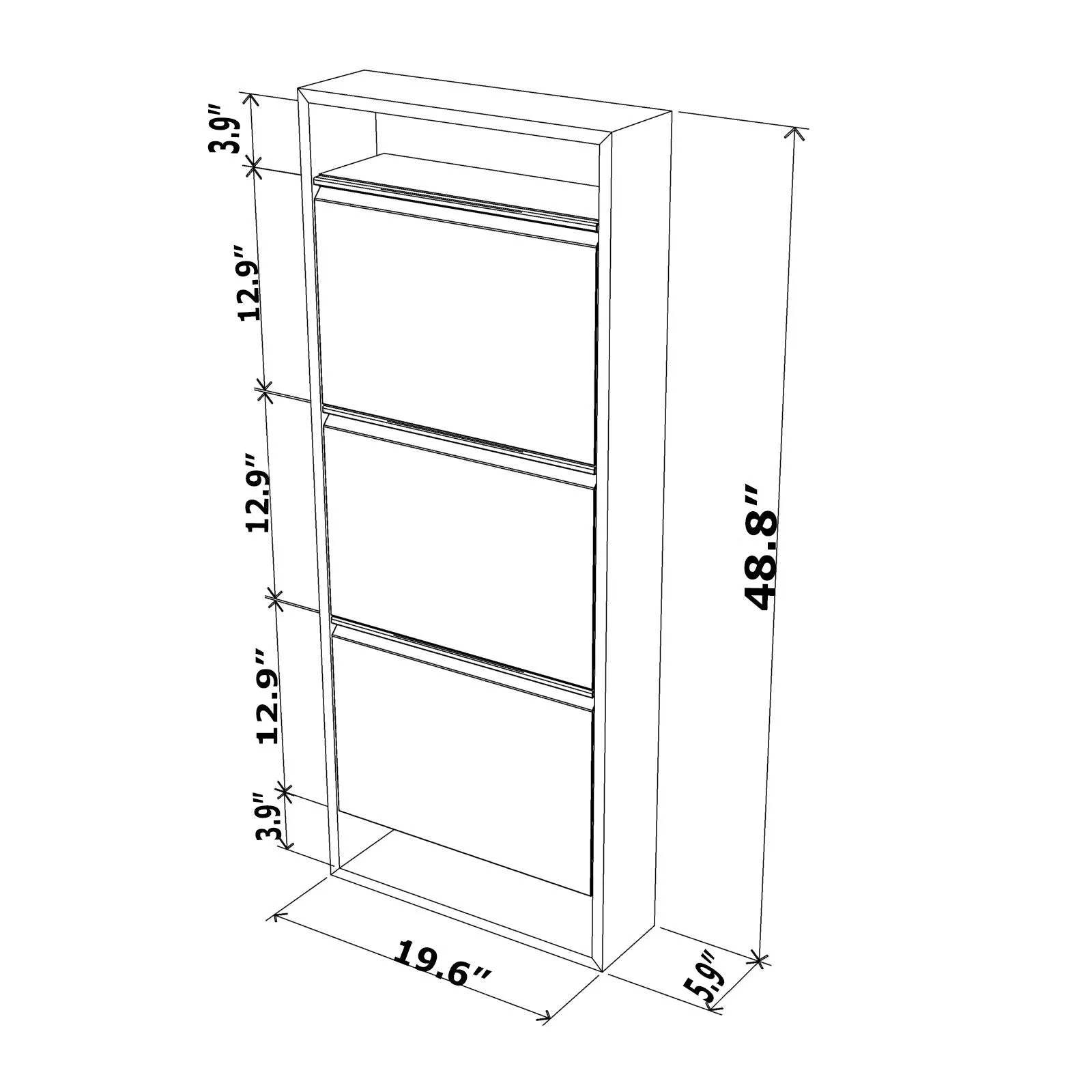 Hide 3 Tier Wood Frame Shoe Storage - Brown