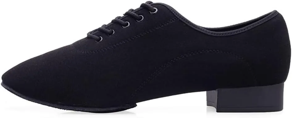 HIPPOSEUS Men's Lace up Ballroom Dance Shoes Split Sole Latin Salsa Dancing Character Shoes Low Heel,Model KCBD
