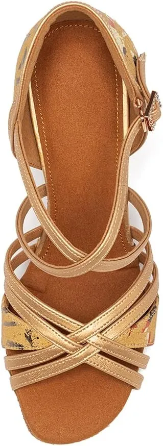 HIPPOSEUS Women's Professional Latin Dance Shoes Open Toe Ballroom Salsa Bachata Dance Practice Shoes,Model L1