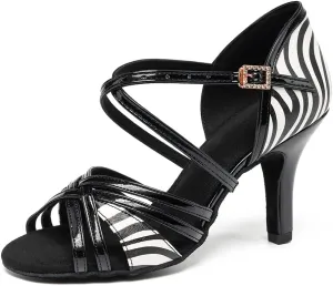 HIPPOSEUS Women's Professional Latin Dance Shoes Open Toe Ballroom Salsa Bachata Dance Practice Shoes,Model L1