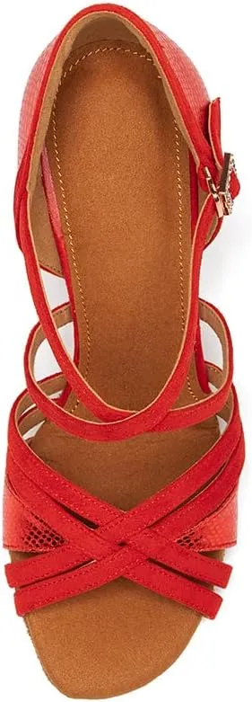 HIPPOSEUS Women's Professional Latin Dance Shoes Open Toe Ballroom Salsa Bachata Dance Practice Shoes,Model L1