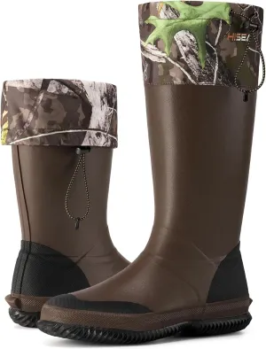 HISEA Classic Mens Rainboot Neoprene Rubber Rain Boots for Men Waterproof with Adjustable Closure