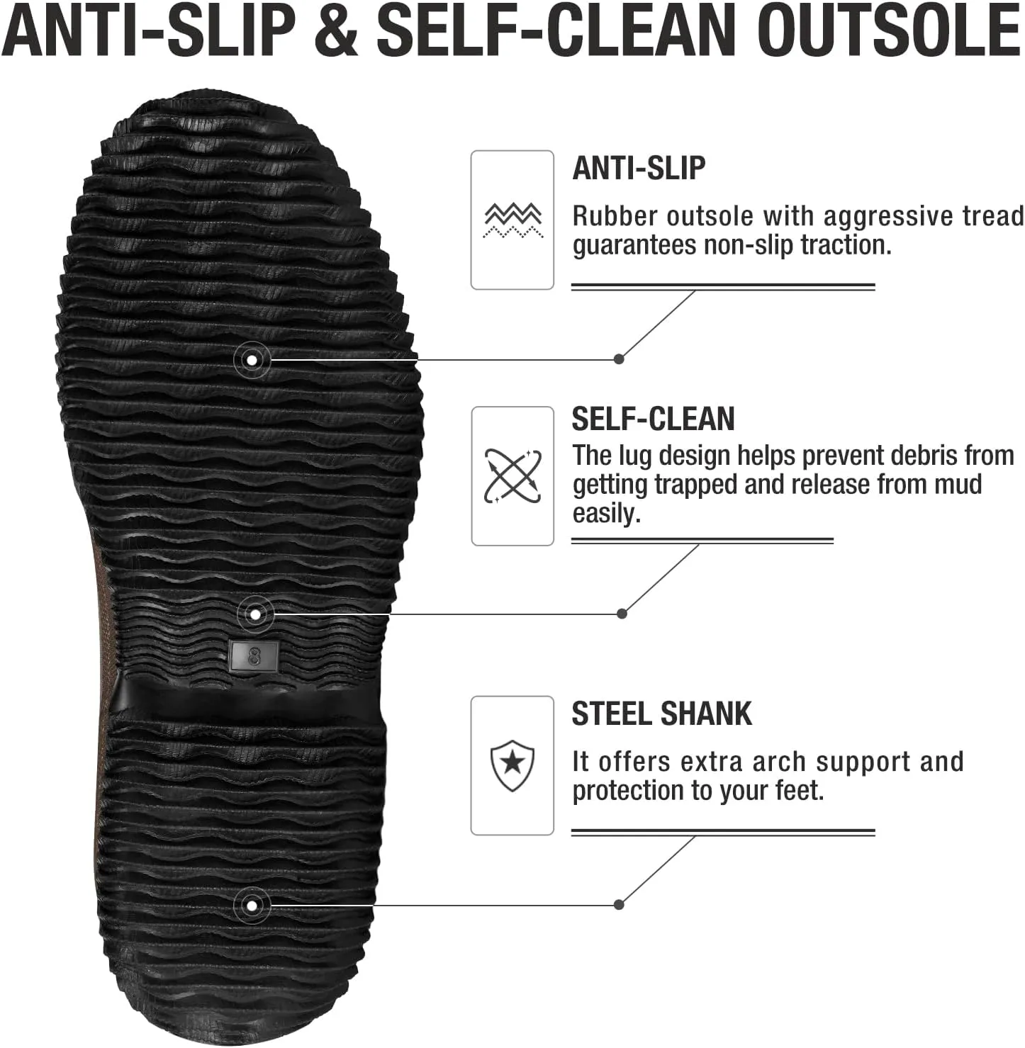 HISEA Classic Mens Rainboot Neoprene Rubber Rain Boots for Men Waterproof with Adjustable Closure