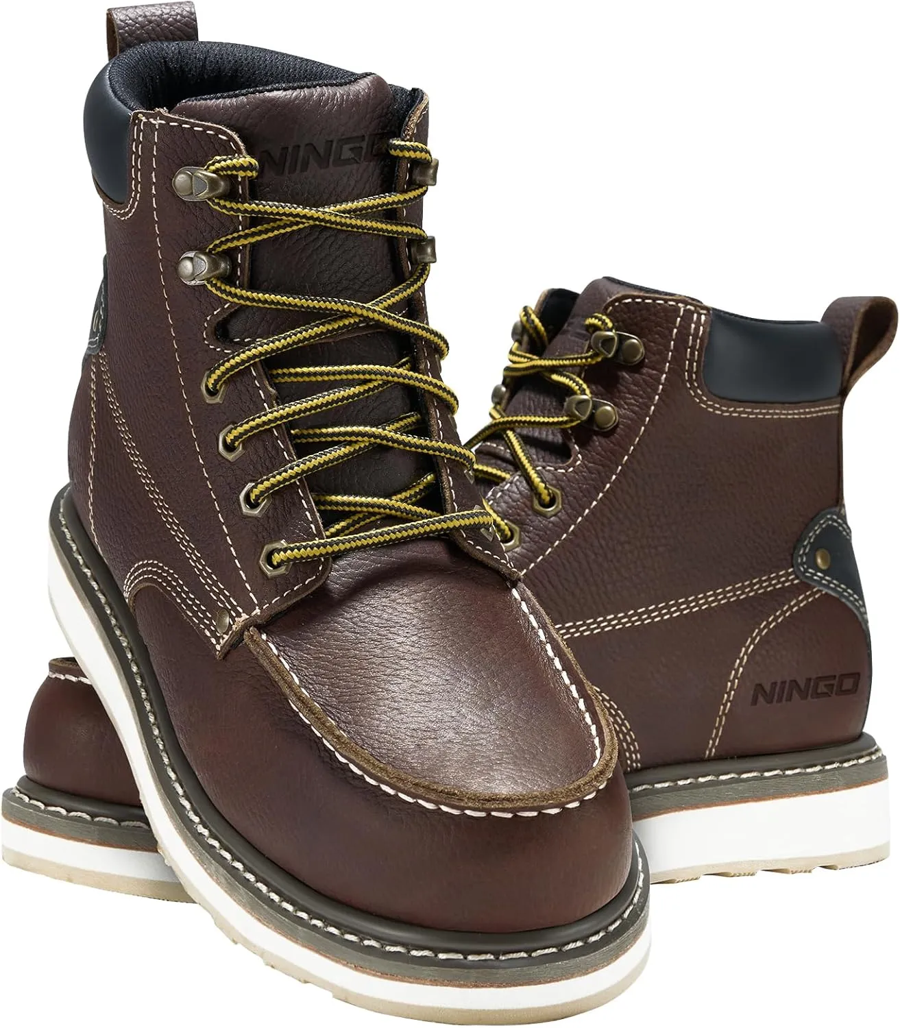 HISEA NINGO Work Boots for Men Steel/Soft Toe Boots, 6 Waterproof Slip Resistant Industrial & Construction Work Boots, Composite Toe Working Boots