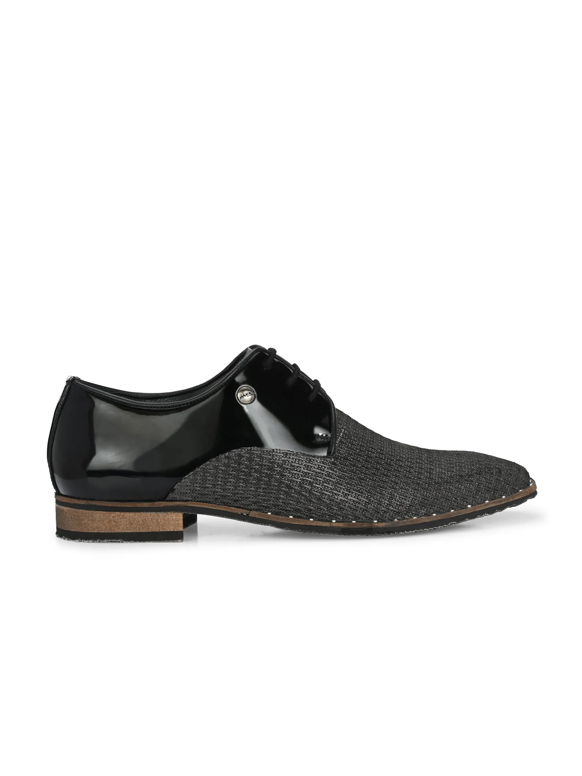 HITZ Men's Black Leather Formals Lace-Up Shoes