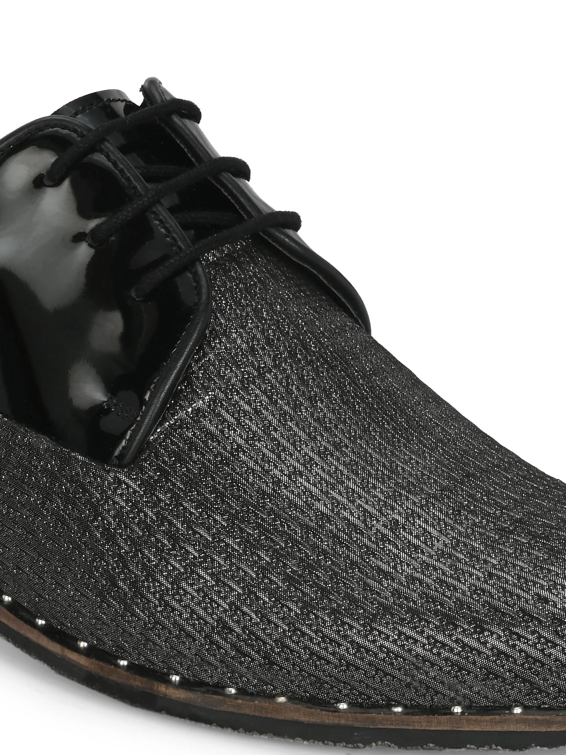 HITZ Men's Black Leather Formals Lace-Up Shoes