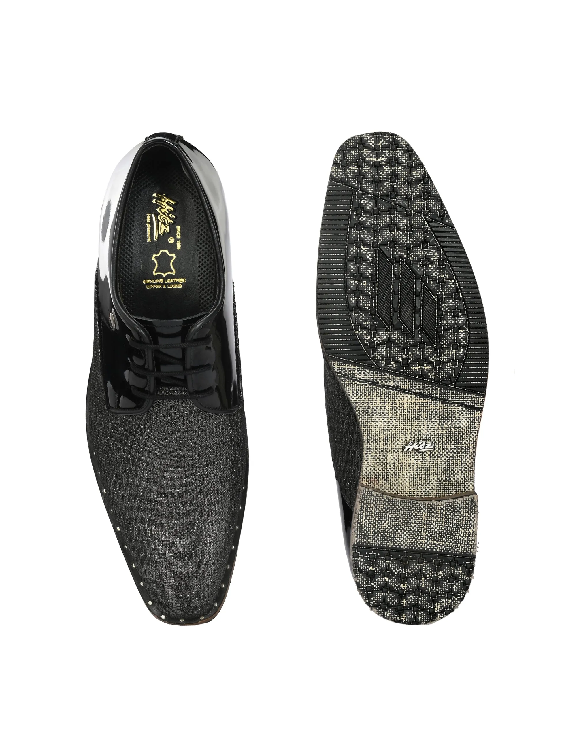 HITZ Men's Black Leather Formals Lace-Up Shoes