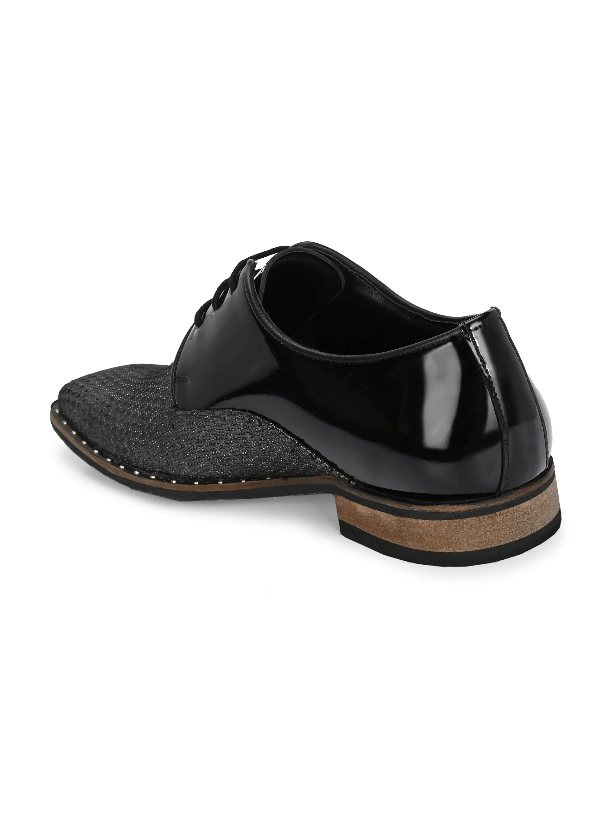HITZ Men's Black Leather Formals Lace-Up Shoes